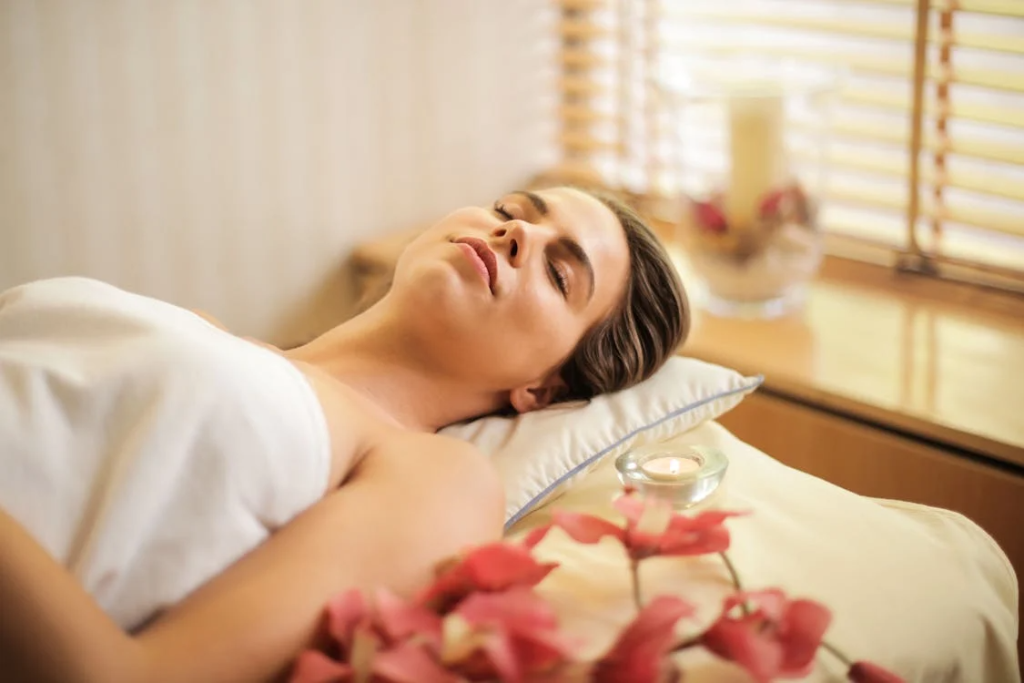 a woman getting a spa treatment.