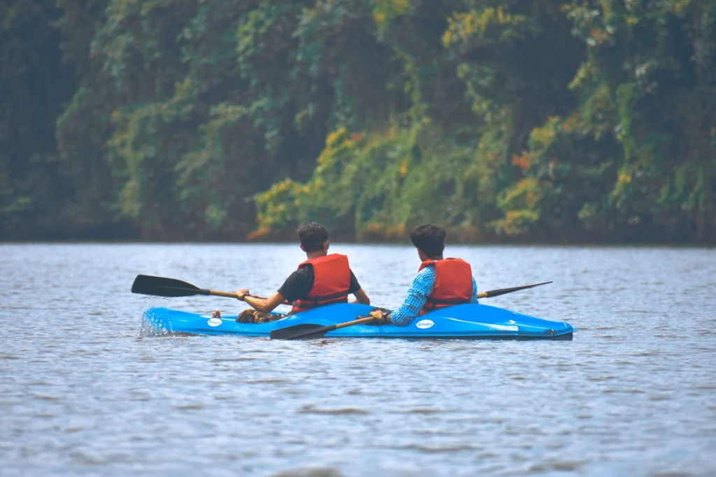 two men in a kayak.